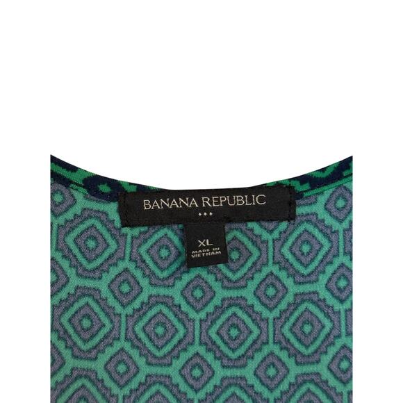 Banana Republic Maxi Dress Women X Large Green Geometric Jersey Knit Stretch - Picture 4 of 7